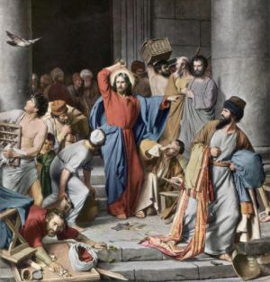 jesus overturns money tables